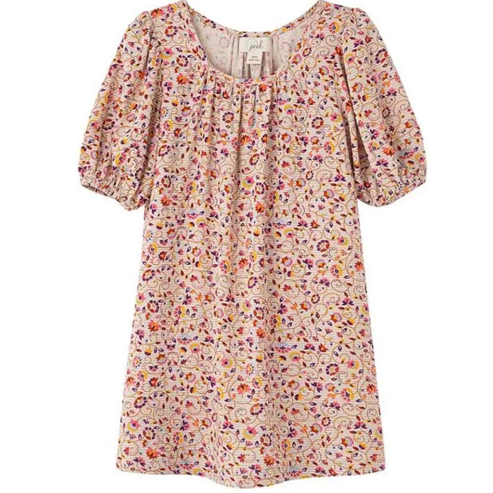 PEEK Girls Isa Allover Floral Print Puff Sleeve Dress size 10